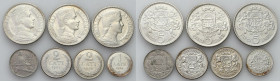 Latvia / Lithuania / Estonia
World coins

 Otwa, 50 Santim until 5 years 1922 - 1926, set of 7 pieces 

Większość monet około stanu 2/2-.Jedna sz...