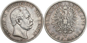 Germany
Germany / Deutschland / German / Deutsch / German coins / Reichsmark

Germany, Hesse. 5 Mark 1876 H, Darmstadt 

Rzadszy typ monety. Paty...