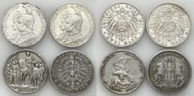 Germany
Germany / Deutschland / German / Deutsch / German coins / Reichsmark

Germany, Prussia, Hamburg. 2 mark 1876-1913, set of 4 coins 

Monet...