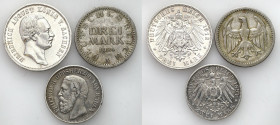 Germany
Germany / Deutschland / German / Deutsch / German coins / Reichsmark

Germany, Baden, Weimar, Saxony. 2 and 3 mark 1894-1924, set of 3 coin...