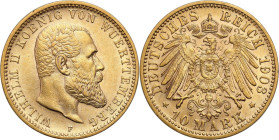 Germany
Germany / Deutschland / German / Deutsch / German coins / Reichsmark

Germany, Wrttemberg. 10 Mark 1903 F, Stuttgart 

Przetarte najwyższ...
