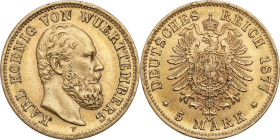 Germany
Germany / Deutschland / German / Deutsch / German coins / Reichsmark

Germany, Wrttemberg. Charles I. 5 mark 1877 F, Stuttgart - RARE 

B...
