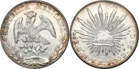 Mexico
World coins

Mexico. 8 reais 1896 Go RS, Guanajuato - NONE 

Ładnie zachowane.&nbsp;KM 377

Details: 27,01 g Ag 
Condition: 2 (EF)