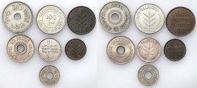 Palestine
World coins

Palestine 1-100 mils 1927-1940 set of 7 

Monety w różnych stanach zachowania.Jedna moneta srebrna, pozostałe monety wybit...