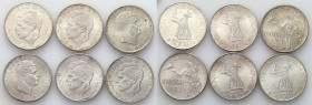 Romania
World coins

Romania, Michael I. 500 lei 1941 and 100,000 lei 1946, Bucharest, set of 6 

Zestaw 6 dużych monet srebrnych.&nbsp;KM 60, 71...
