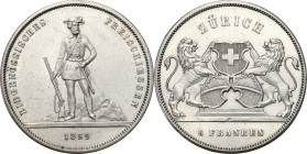 Switzerland
World coins

Switzerland. 5 shooting francs 1859, Zurich 

Schützenfest - święto strzeleckie. Nakład 6000 sztuk.&nbsp;Ciekawsza monet...