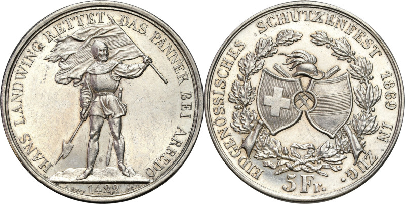 Switzerland
World coins

Switzerland. 5 shooting francs in Zug 1869, Bern 
...