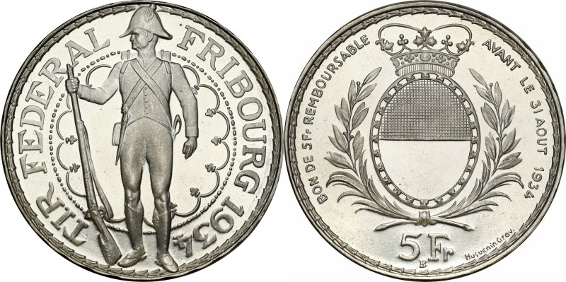 Switzerland
World coins

Switzerland. 5 francs 1934, Freiburg - Beautiful 
...