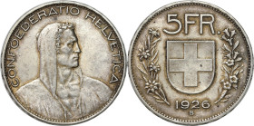 Switzerland
World coins

Switzerland. 5 francs 1926 B, Bern 

Drobne ryski w polu, patyna.Davenport 394

Details: 25 g Ag 
Condition: 2-/3+ (E...