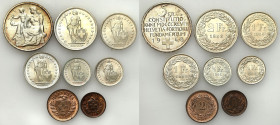 Switzerland
World coins

Switzerland - 1 rapen 1936, 2 rapen 1932 and France - 1/2 franc to 5 franc 1948 - 1958, set of 8 coins 

Zróżnicowany ze...