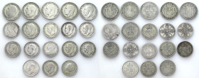 Great Britain
World coins

United Kingdom, Netherlands. 1/2 crown, 1 florin, 2 shillings, 1 guilder. 1893 - 1936, set of 18 pieces 

Monety obieg...