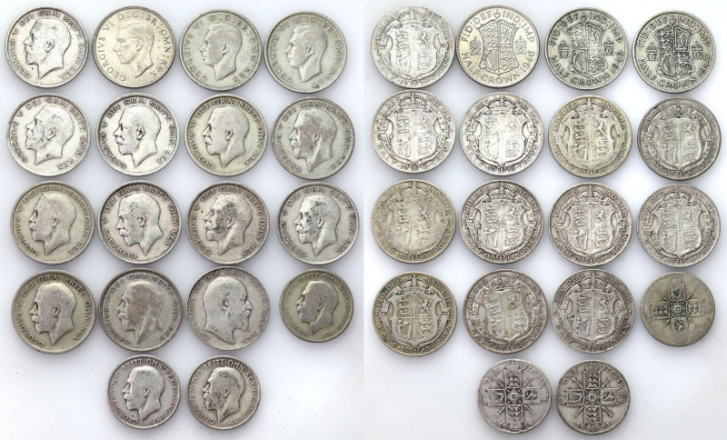 Great Britain
World coins

Great Britain, 1/2 crown, florin 1906 - 1946, set ...