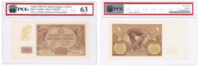 COLLECTION Polish Banknotes 1940 - 1948
POLSKA / POLAND / POLEN / POLOGNE / POLSKO / ZLOTE / ZLOTYCH

10 zlotych 1940 seria L, PCG 63 

Wyśmienic...