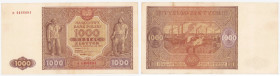 COLLECTION Polish Banknotes 1940 - 1948
POLSKA / POLAND / POLEN / POLOGNE / POLSKO / ZLOTE / ZLOTYCH

1.000 zlotych 1946, seria K - RARITY R4 

R...