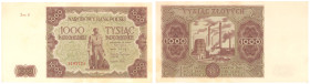 COLLECTION Polish Banknotes 1940 - 1948
POLSKA / POLAND / POLEN / POLOGNE / POLSKO / ZLOTE / ZLOTYCH

1.000 zlotych 1947 seria D 

Złamanie w pio...