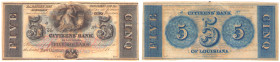 World banknotes
USA, Louisiana - Citizen's Bank of Louisiana, dollars $5 18th, after 1840 - RARE 

Niewypełniony blankiet. Ładnie zachowany. Rzadki...