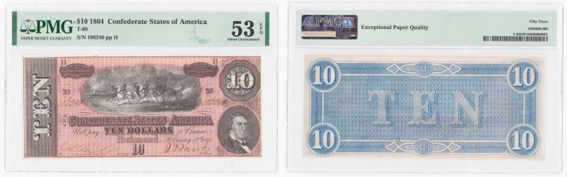 World banknotes
USA. Confederate States of America - Richmond. dollars $10 1864...