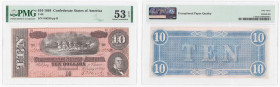 World banknotes
USA. Confederate States of America - Richmond. dollars $10 1864 Series H, PMG 53 EPQ 

Bardzo ładnie zachowany egzemplarz w graging...