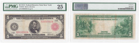 World banknotes
USA. Federal Reserve Note - New York. dollars $5 1914, Series BA - Red Seal, PMG 25 - RARITY 

Podpisy: Burke i MCAdoo. Czerwona pi...