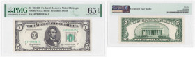 World banknotes
USA. Federal Reserve Note Chicago. dollars $5 1950 Series GE, PMG 65 

Pięknie zachowany banknot w amerykańskim gradingu PMG.Friedb...