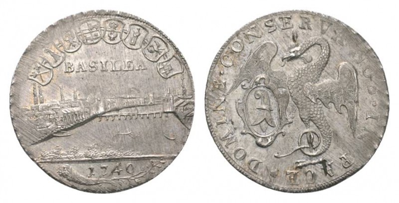 Basel 1740 1/4 Taler in Silber 6,7g, HMZ 2-102c selten in dieser Qualität unzirk...
