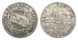 Bern 1679 20 Kreuzer Silber 4,66g HMZ 2-194e selten sehr schön