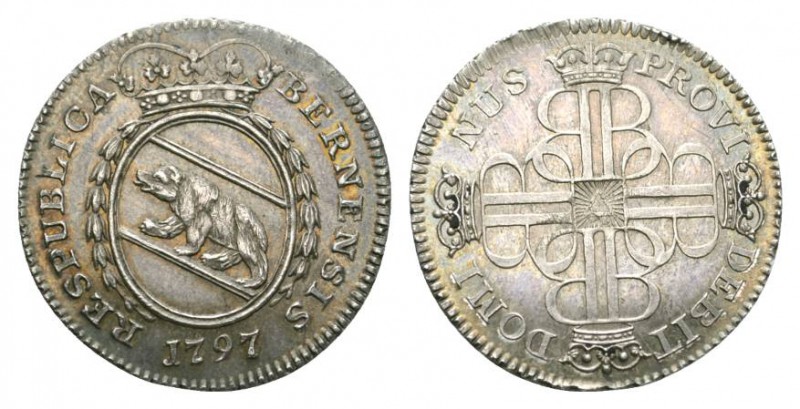 Bern 1797 1/4 Taler in Silber 7,8g HMZ 2-220g vorzüglich bis unzirkuliert