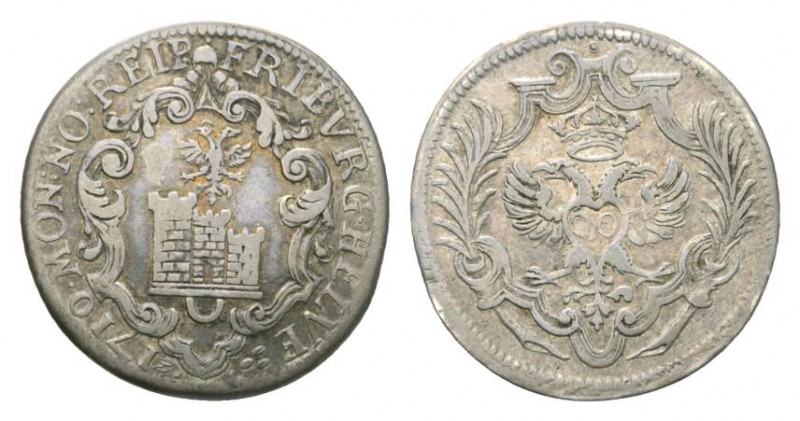 Fribourg 1710 20 Kreuzer in Silber, sehr selten HMZ 2-273c sehr schön bis vorzüg...
