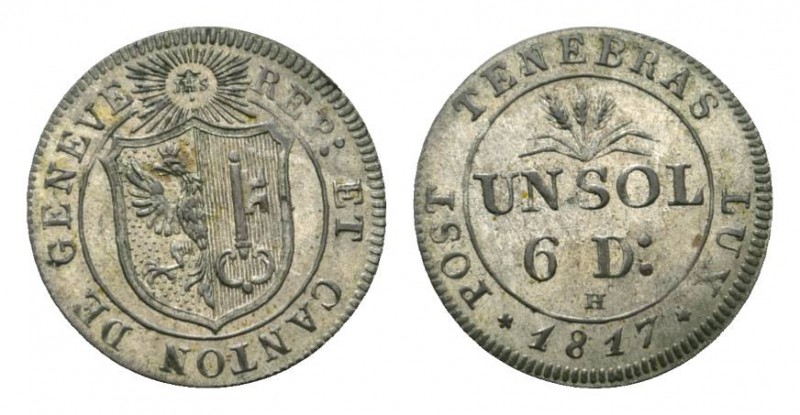 Genf 1817 1 Soln / 6 Dimes in Billion HMZ 2-358a selten bis unzirkuliert
