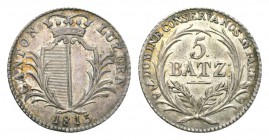 Luzern 1815 5 Batzen in Silber 4.3g schöne Erhaltung HMZ 2-671e vorzüglich
