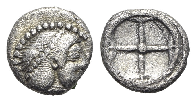 Sicily, Syracuse. Hieron I (478-466 BC). AR Obol (9mm, 0.65g), c. 475-470. Diade...