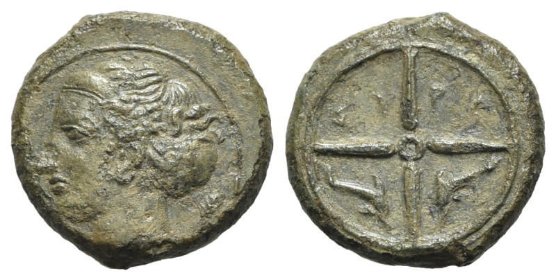 Sicily, Syracuse, c. 415-405 BC. Æ Hemilitron (15.5mm, 3.32g, 12h). Head of Aret...