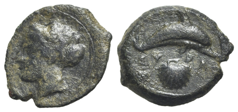 Sicily, Syracuse, c. 415-405 BC. Æ Hemilitron (18.5mm, 3.19g, 1h). Head of Areth...