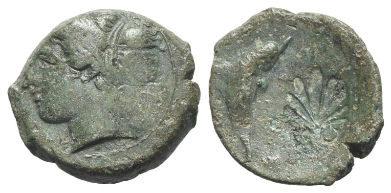 Sicily, Syracuse, c. 415-405 BC. Æ Hemilitron (17mm, 2.98g, 2h). Head of Arethus...