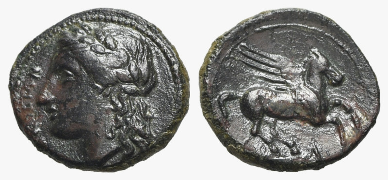 Sicily, Syracuse. Agathokles (317-289 BC). Æ (15mm, 1.76g, 11h). Laureate head o...