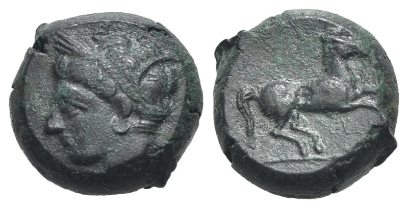 Sicily, Carthaginian Domain, c. 375-350 BC. Æ (16mm, 6.18g, 3h). Wreathed head o...