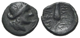 Macedon, Amphipoli, after 148 BC. Æ (16mm, 3.63g, 12h). Head of Demeter r., wreathed with grain. R/ Grain ear; AMΦΙΠO-ΛΙΤΩΝ above and below. HGC 3.1, ...