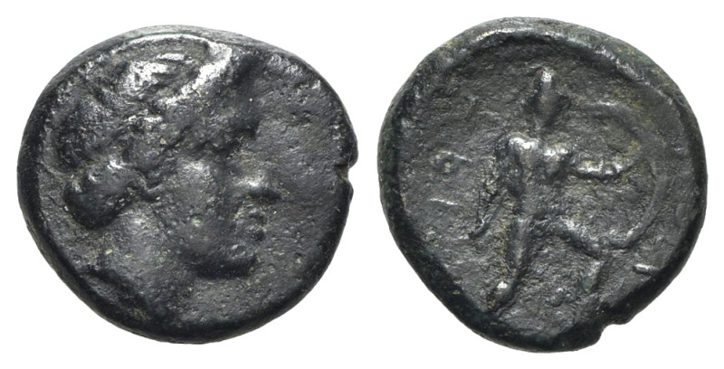 Thessaly, Trikka, c. 400-344 BC. Æ Chalkous (13mm, 2.36g, 3h). Head of nymph r. ...