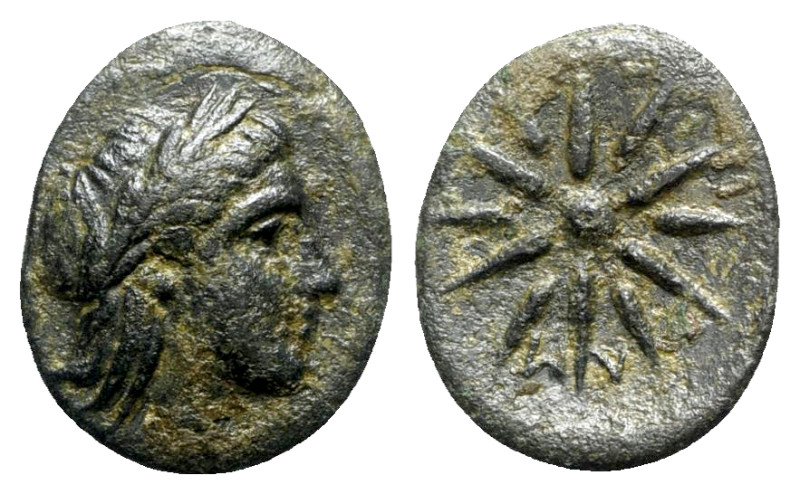 Mysia, Gambrion, after 350 BC. Æ (17mm, 3.36g). Laureate head of Apollo r. R/ Ei...