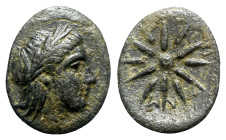 Mysia, Gambrion, after 350 BC. Æ (17mm, 3.36g). Laureate head of Apollo r. R/ Eight-rayed star. SNG BnF 908-21. Green patina, VF