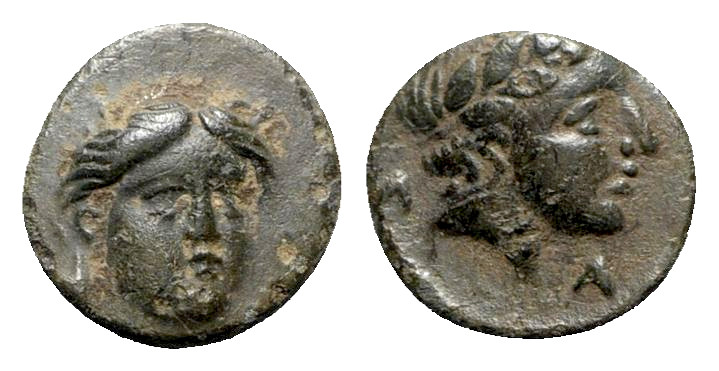 Aeolis, Larissa Phrikonis, 4th century BC. Æ (9mm, 0.98g, 12h). Female head turn...