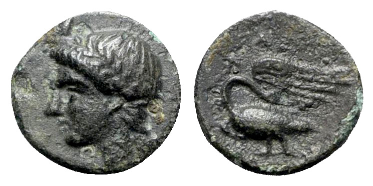 Ionia, Klazomenai, c. 380-360 BC. Æ (9.5mm, 1.04g, 12h). Laureate head of Apollo...