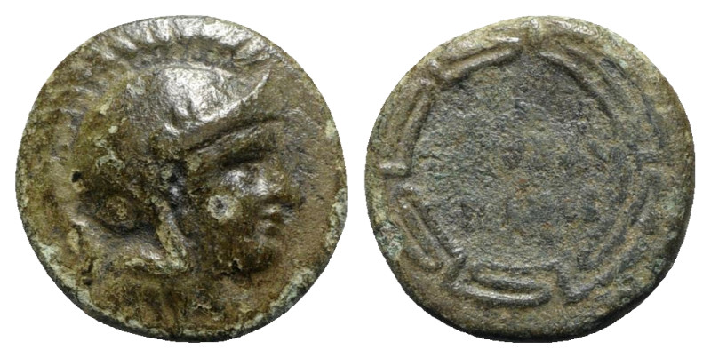 Ionia, Priene, c. 240-170 BC. Æ (16mm, 4.20g, 12h). Aiant…, magistrate. Helmeted...