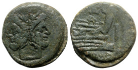 VAL series, Rome, c. 169-158 BC. Æ As (31mm, 20.30g, 7h). Laureate head of Janus. R/ Prow of galley r.; VAL monogram above. Crawford 191/1; RBW 816. G...