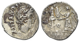 C. Egnatuleius C.f., Rome, 97 BC. AR Quinarius (16.5mm, 1.66g, 1h). Laureate head of Apollo. R/ Victory standing l., inscribing shield attached to tro...