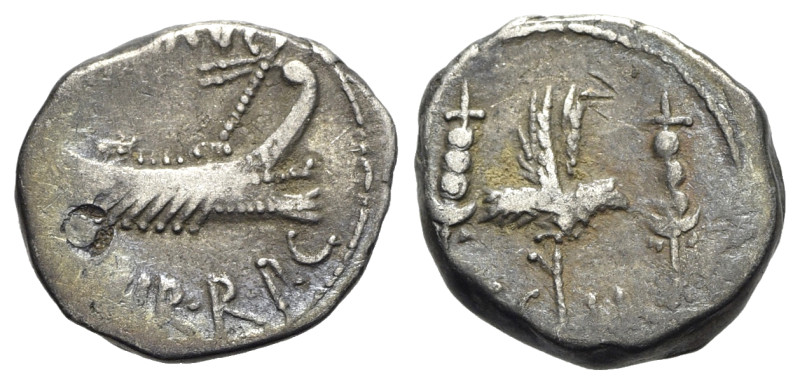 Mark Antony, Patrae(?), Autumn 32-spring 31 BC. AR Denarius (18mm, 3.55g, 11h). ...