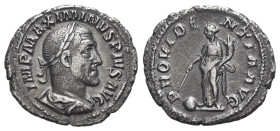 Maximinus I (235-238). AR Denarius (20.5mm, 2.96g, 12h). Rome, AD 236. Laureate, draped and cuirassed bust r. R/ Providentia standing l., holding wand...
