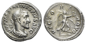 Maximinus I (235-238). AR Denarius (19.5mm, 3.03g, 6h). Rome, AD 236. Laureate, draped and cuirassed bust r. R/ Victory advancing r., holding wreath a...