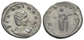 Salonina (Augusta, 254-268). AR Antoninianus (23mm, 3.83g, 12h). Colonia Agrippinensis, 257-8. Draped bust r., wearing stephane, set on crescent. R/ V...