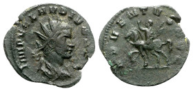 Claudius II (268-270). Radiate (21.5mm, 2.62g, 6h). Rome, AD 268. Radiate, draped and cuirassed bust r., seen from behind. R/ Claudius on horseback ri...